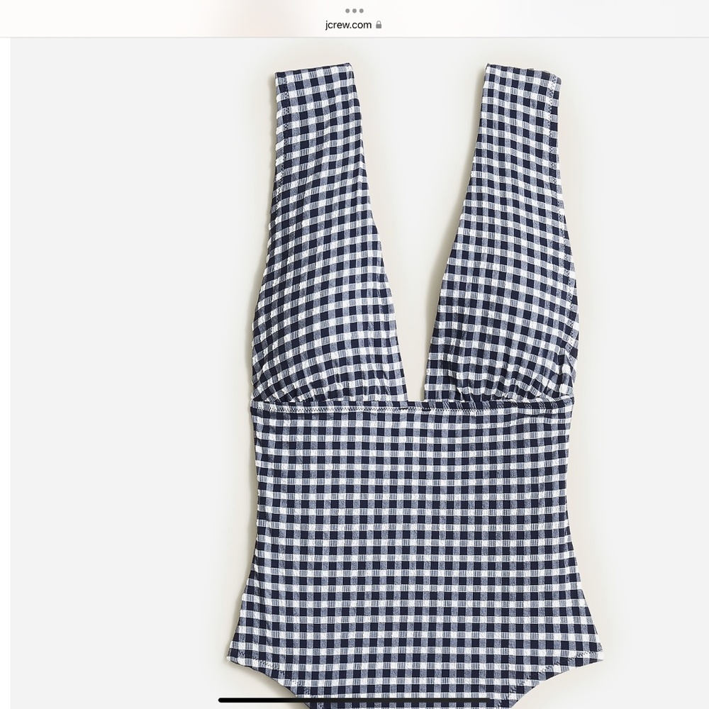 J. Crew V-Neck One -Piece Gingham swim suit